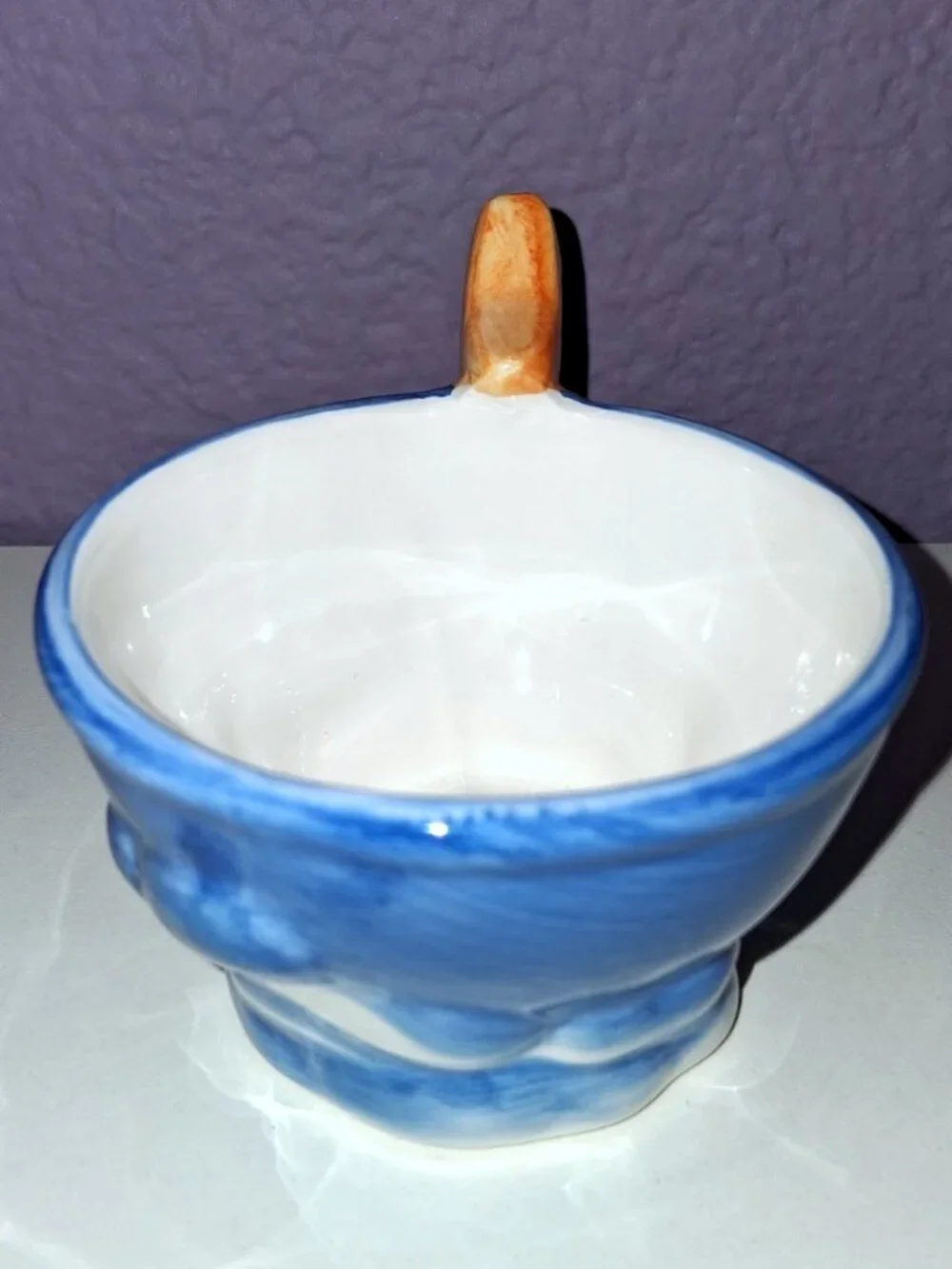 Vintage Celestial Star and Clouds Tea Cup / Trinket Dish Blue Yellow Whimsigoth